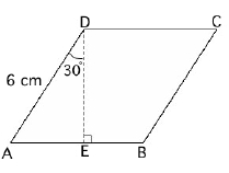 Parallellogram hvor alle sidene er 6 cm. Høyden er den lengste kateten i en rettvinklet trekant hvor en vinkel er 30 grader.